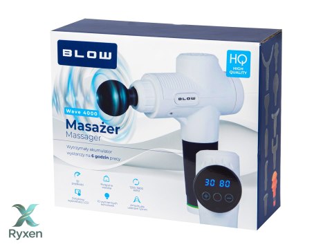 44-357# Pistolet do masażu masażer blow wave 4000 biały + 10 końcówek + walizka Blow
