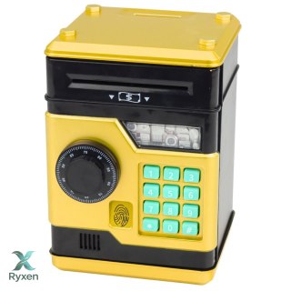 Bankomat Sejf Elektroniczny Skarbonka Światła Dźwięki Kod PIN Złoty LEAN TOYS