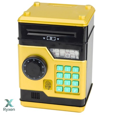 Bankomat Sejf Elektroniczny Skarbonka Światła Dźwięki Kod PIN Złoty LEAN TOYS
