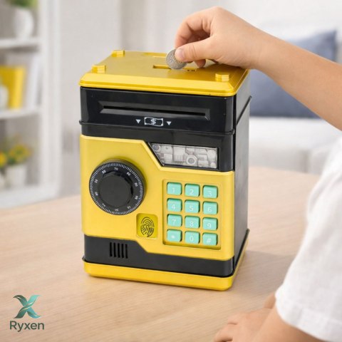 Bankomat Sejf Elektroniczny Skarbonka Światła Dźwięki Kod PIN Złoty LEAN TOYS