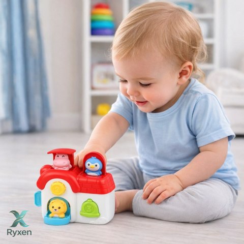 Domek Interaktywny Edukacyjny Dla Malucha Wyskakujące Zwierzątka LEAN TOYS