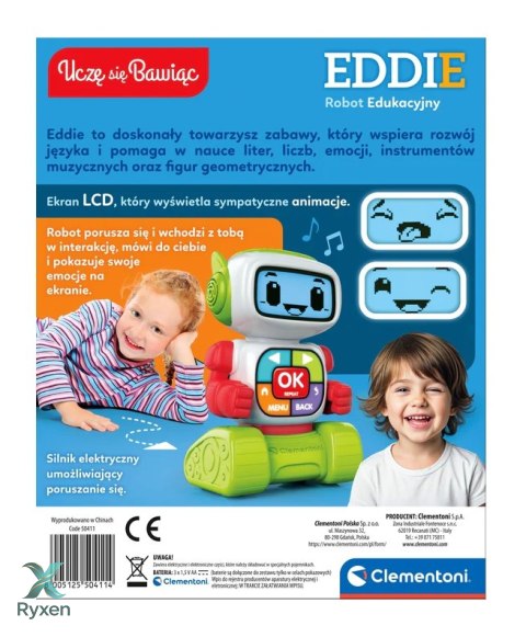 Edukacyjny Robot Eddie Język Polski Uczę się Bawiąc Clementoni 50411 CLEMENTONI