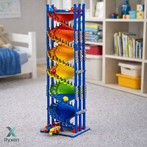 Klocki Konstrukcyjne Edukacyjne Tor Zjeżdżalnia Dla Kulek Kolorowy 550 el. LEAN TOYS
