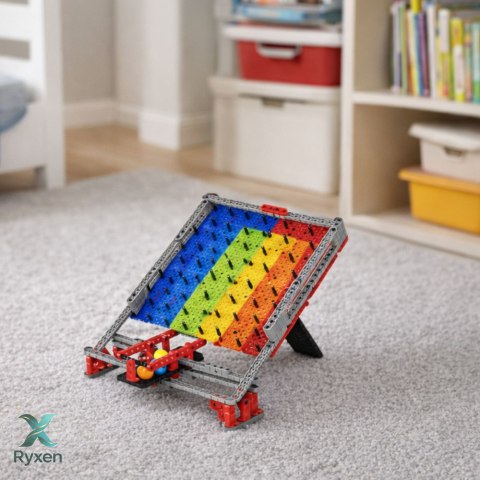 Klocki Tęczowa Plansza Tor Kulkowy Zjeżdżalnia Gra Łapanie Kulek 477 el. LEAN TOYS