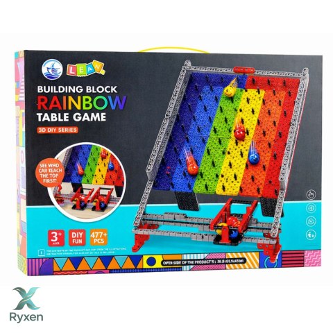 Klocki Tęczowa Plansza Tor Kulkowy Zjeżdżalnia Gra Łapanie Kulek 477 el. LEAN TOYS
