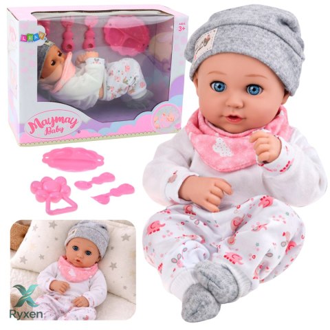 Lalka Bobas Z Akcesoriami Do Karmienia Śliniaczek Czapeczka 28 cm LEAN TOYS