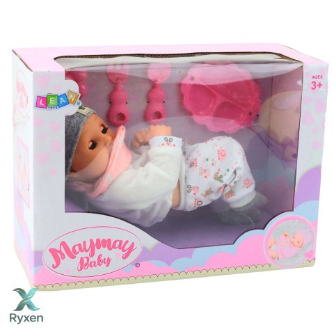 Lalka Bobas Z Akcesoriami Do Karmienia Śliniaczek Czapeczka 28 cm LEAN TOYS