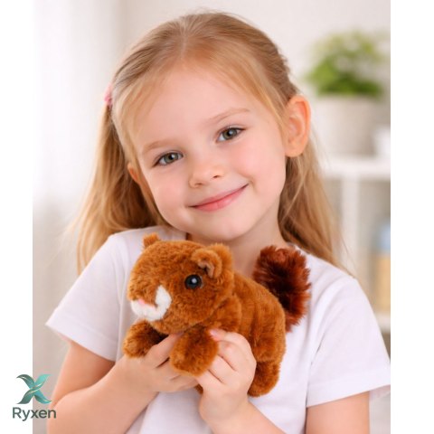 Pluszowa Interaktywna Wiewiórka W Koszyku Chodzi Wydaje Dźwięki Brązowa LEAN TOYS