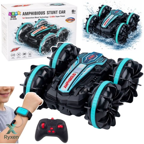 Samochód Kaskaderski Zdalnie Sterowany RC Pływający Turkusowy 4x4 LEAN TOYS