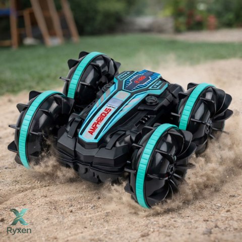 Samochód Kaskaderski Zdalnie Sterowany RC Pływający Turkusowy 4x4 LEAN TOYS