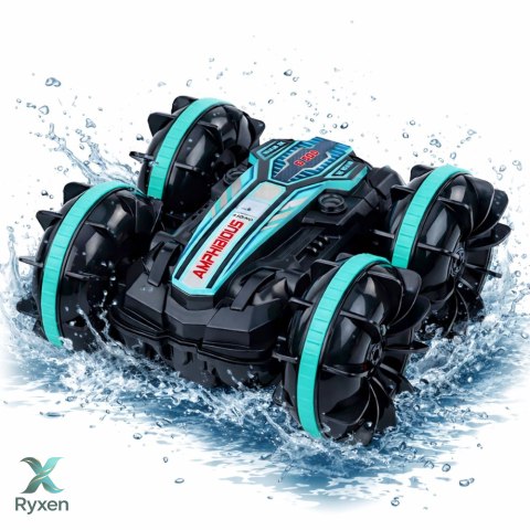 Samochód Kaskaderski Zdalnie Sterowany RC Pływający Turkusowy 4x4 LEAN TOYS