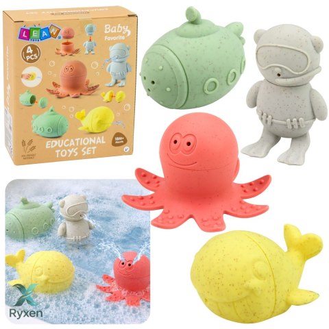 Zabawki Edukacyjne Do Kąpieli Sensoryczne Figurki Gumowe Pastelowe 4 szt. LEAN TOYS