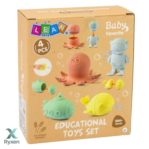 Zabawki Edukacyjne Do Kąpieli Sensoryczne Figurki Gumowe Pastelowe 4 szt. LEAN TOYS