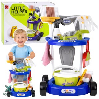 Zestaw Do Sprzątania Dla Dzieci Wózek Odkurzacz Interaktywny Akcesoria 20el LEAN TOYS