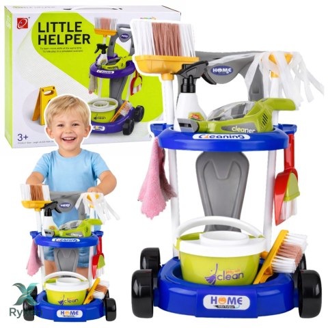 Zestaw Do Sprzątania Dla Dzieci Wózek Odkurzacz Interaktywny Akcesoria 20el LEAN TOYS