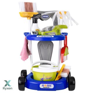 Zestaw Do Sprzątania Dla Dzieci Wózek Odkurzacz Interaktywny Akcesoria 20el LEAN TOYS
