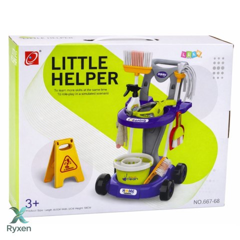 Zestaw Do Sprzątania Dla Dzieci Wózek Odkurzacz Interaktywny Akcesoria 20el LEAN TOYS