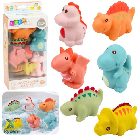 Zestaw Gumowe Dinozaury Edukacyjne Do Kąpieli Zabawy Pastelowe 6 szt. LEAN TOYS