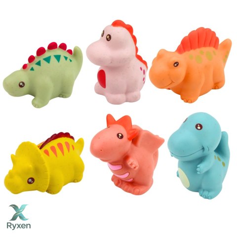 Zestaw Gumowe Dinozaury Edukacyjne Do Kąpieli Zabawy Pastelowe 6 szt. LEAN TOYS