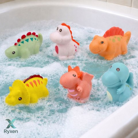 Zestaw Gumowe Dinozaury Edukacyjne Do Kąpieli Zabawy Pastelowe 6 szt. LEAN TOYS