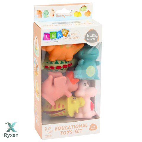 Zestaw Gumowe Dinozaury Edukacyjne Do Kąpieli Zabawy Pastelowe 6 szt. LEAN TOYS