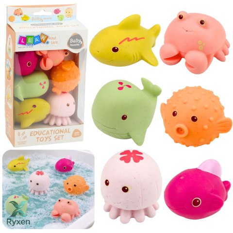 Zestaw Gumowe Zwierzątka Morskie Edukacyjne Do Kąpieli Zabawy 6 szt. LEAN TOYS