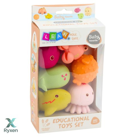 Zestaw Gumowe Zwierzątka Morskie Edukacyjne Do Kąpieli Zabawy 6 szt. LEAN TOYS