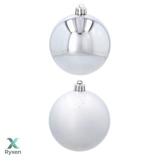EKSKLUZYWNY ZESTAW 4 BOMBEK CHOINKOWYCH 8 CM - SREBRNY Kamai Christmas Decorations