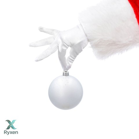EKSKLUZYWNY ZESTAW 4 BOMBEK CHOINKOWYCH 8 CM - SREBRNY Kamai Christmas Decorations