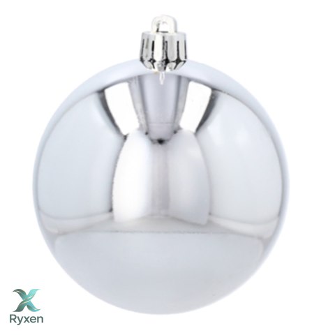 EKSKLUZYWNY ZESTAW 4 BOMBEK CHOINKOWYCH 8 CM - SREBRNY Kamai Christmas Decorations