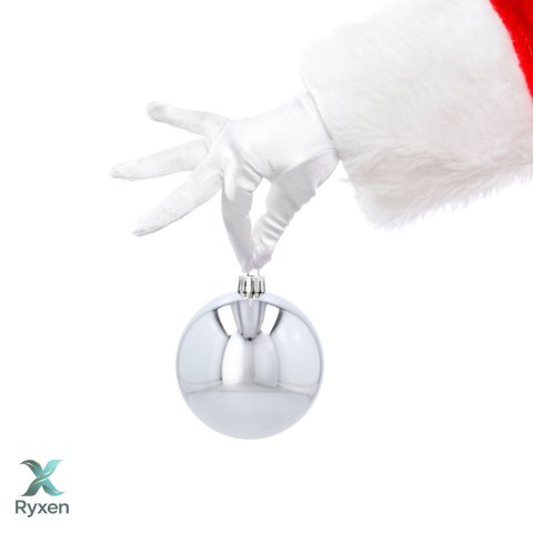 EKSKLUZYWNY ZESTAW 4 BOMBEK CHOINKOWYCH 8 CM - SREBRNY Kamai Christmas Decorations