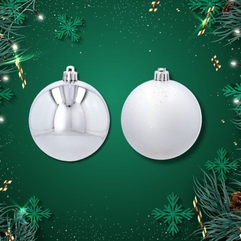 EKSKLUZYWNY ZESTAW 4 BOMBEK CHOINKOWYCH 8 CM - SREBRNY Kamai Christmas Decorations