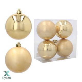 EKSKLUZYWNY ZESTAW 4 BOMBEK CHOINKOWYCH 8 CM - ZŁOTY Kamai Christmas Decorations