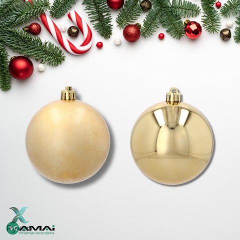 EKSKLUZYWNY ZESTAW 4 BOMBEK CHOINKOWYCH 8 CM - ZŁOTY Kamai Christmas Decorations