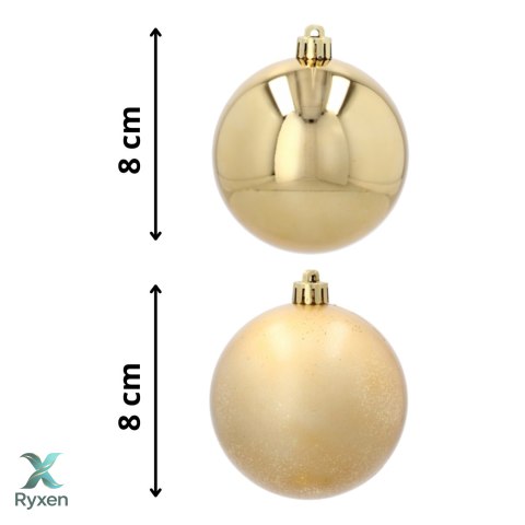 EKSKLUZYWNY ZESTAW 4 BOMBEK CHOINKOWYCH 8 CM - ZŁOTY Kamai Christmas Decorations