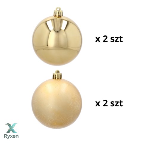 EKSKLUZYWNY ZESTAW 4 BOMBEK CHOINKOWYCH 8 CM - ZŁOTY Kamai Christmas Decorations