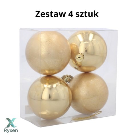 EKSKLUZYWNY ZESTAW 4 BOMBEK CHOINKOWYCH 8 CM - ZŁOTY Kamai Christmas Decorations