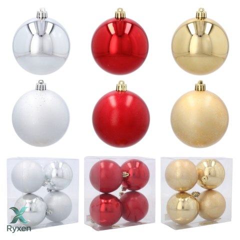 EKSKLUZYWNY ZESTAW 4 BOMBEK CHOINKOWYCH 8 CM - ZŁOTY Kamai Christmas Decorations