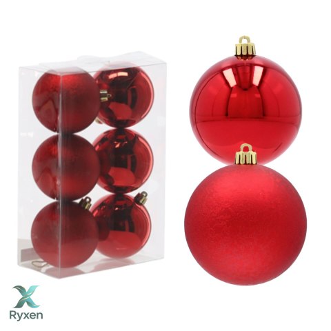 EKSKLUZYWNY ZESTAW 6 BOMBEK CHOINKOWYCH 8 CM - CZERWONY Kamai Christmas Decorations