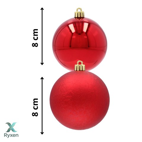 EKSKLUZYWNY ZESTAW 6 BOMBEK CHOINKOWYCH 8 CM - CZERWONY Kamai Christmas Decorations