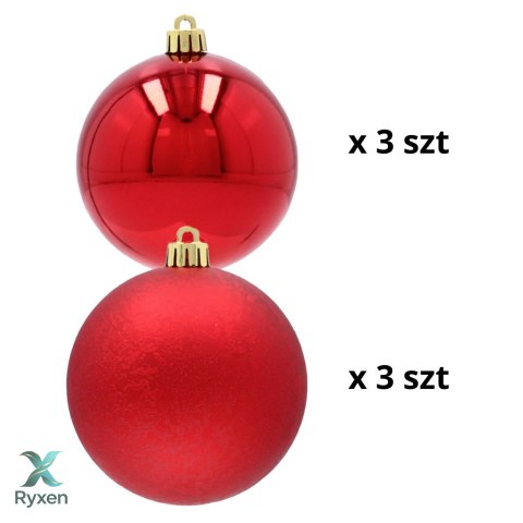 EKSKLUZYWNY ZESTAW 6 BOMBEK CHOINKOWYCH 8 CM - CZERWONY Kamai Christmas Decorations