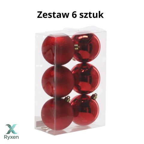 EKSKLUZYWNY ZESTAW 6 BOMBEK CHOINKOWYCH 8 CM - CZERWONY Kamai Christmas Decorations