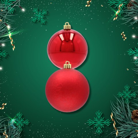 EKSKLUZYWNY ZESTAW 6 BOMBEK CHOINKOWYCH 8 CM - CZERWONY Kamai Christmas Decorations