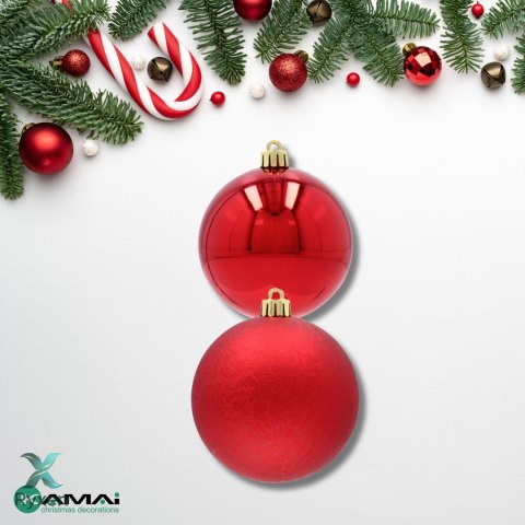 EKSKLUZYWNY ZESTAW 6 BOMBEK CHOINKOWYCH 8 CM - CZERWONY Kamai Christmas Decorations