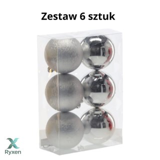EKSKLUZYWNY ZESTAW 6 BOMBEK CHOINKOWYCH 8 CM - SREBRNY Kamai Christmas Decorations