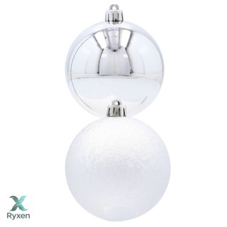 EKSKLUZYWNY ZESTAW 6 BOMBEK CHOINKOWYCH 8 CM - SREBRNY Kamai Christmas Decorations