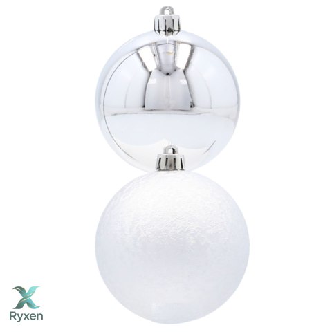 EKSKLUZYWNY ZESTAW 6 BOMBEK CHOINKOWYCH 8 CM - SREBRNY Kamai Christmas Decorations