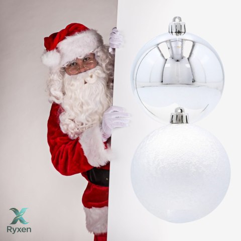 EKSKLUZYWNY ZESTAW 6 BOMBEK CHOINKOWYCH 8 CM - SREBRNY Kamai Christmas Decorations