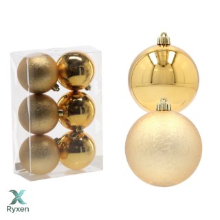 EKSKLUZYWNY ZESTAW 6 BOMBEK CHOINKOWYCH 8 CM - ZŁOTY Kamai Christmas Decorations