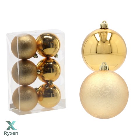 EKSKLUZYWNY ZESTAW 6 BOMBEK CHOINKOWYCH 8 CM - ZŁOTY Kamai Christmas Decorations